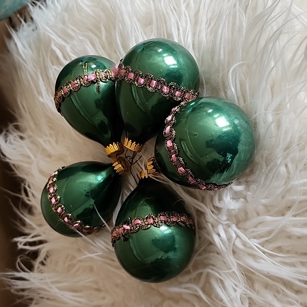 Vintage NOMA embellished teardrop glass ornaments